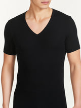 Wonderwool - Maglietta scollo a V in lana Neri Uomo - Ragno