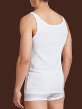 Rib - Canottiera spalla stretta in maglia unita di cotone Bianchi Uomo - Ragno
