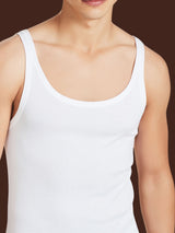 Rib - Canottiera spalla stretta in maglia unita di cotone Bianchi Uomo - Ragno