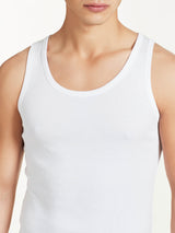 Rib - Canottiera spalla larga in maglia unita di cotone Bianchi Uomo - Ragno