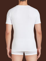 Rib - Maglietta girocollo in maglia unita di cotone Bianchi Uomo - Ragno