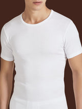 Rib - Maglietta girocollo in maglia unita di cotone Bianchi Uomo - Ragno