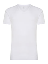 Rib - Maglietta scollo a V in maglia unita di cotone Bianchi Uomo - Ragno