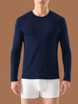 Dynamic - Maglietta girocollo a manica lunga in cotone elasticizzato Blu Uomo - Ragno
