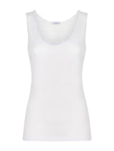 Filo di Scozia - Canottiera spalla larga in Filo di Scozia con pizzo Bianchi Donna - Ragno