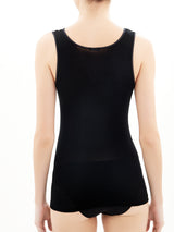 Filo di Scozia - Canottiera spalla larga in Filo di Scozia con pizzo Neri Donna - Ragno