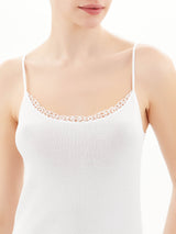 Filo di Scozia - Top in Filo di Scozia con pizzo Neri Donna - Ragno