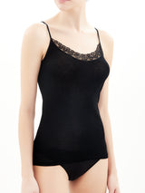 Filo di Scozia - Top in Filo di Scozia con pizzo Neri Donna - Ragno