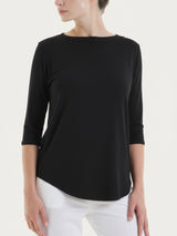 Nero Damen Sommer Viskose Boatneck T-Shirt - Ragno