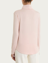 Women's Pink Winter Stretch Viscose Jersey Turtleneck - Ragno