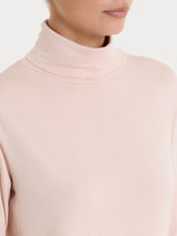 Women's Pink Winter Stretch Viscose Jersey Turtleneck - Ragno