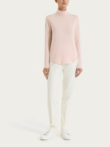 Women's Pink Winter Stretch Viscose Jersey Turtleneck - Ragno