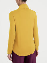 Jersey de cuello alto de jersey elástico de viscosa para mujer, color amarillo - Ragno