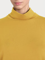 Jersey de cuello alto de jersey elástico de viscosa para mujer, color amarillo - Ragno