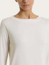 Maglietta con collo a barchetta in Jersey Strech Winter Viscosa Bianchi Donna - Ragno