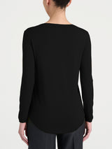 Maglietta con collo a barchetta in Jersey Strech Winter Viscosa Neri Donna - Ragno