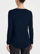 Maglietta con collo a barchetta in Eco Viscosa Blu Donna - Ragno