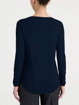 Maglietta con collo a barchetta in Jersey Strech Winter Viscosa Blu Donna - Ragno