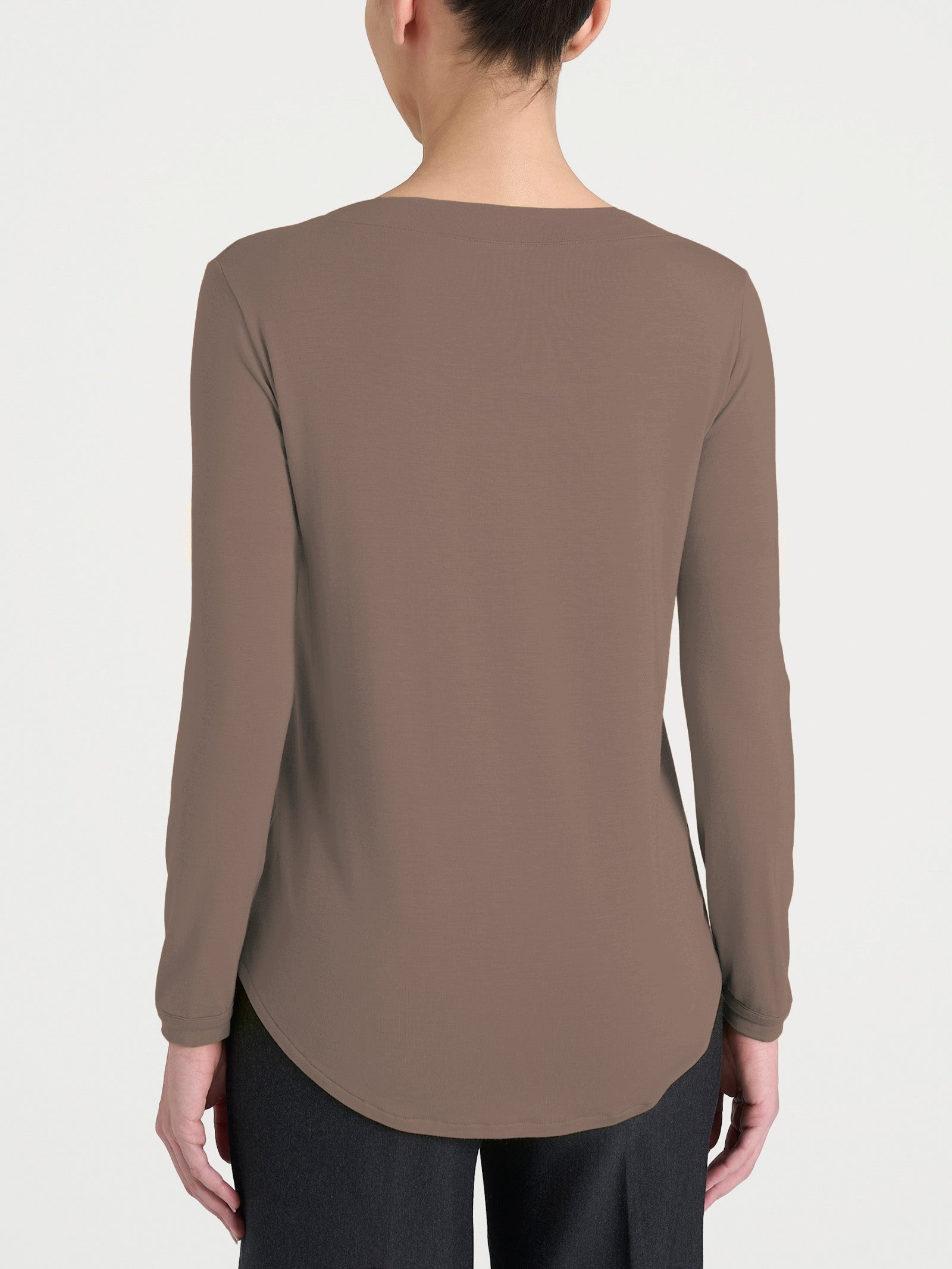 Maglietta con collo a barchetta in Eco Viscosa Marroni Donna - Ragno