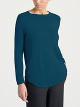 Women's Blue Winter Viscose Stretch Jersey Boat Neck T-Shirt - Ragno