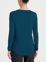 Maglietta con collo a barchetta in Eco Viscosa Blu Donna - Ragno