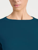 Women's Blue Winter Viscose Stretch Jersey Boat Neck T-Shirt - Ragno