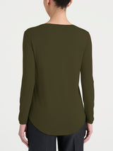 Women's Green Winter Viscose Stretch Jersey Boat-Neck T-Shirt - Ragno
