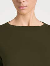 Women's Green Winter Viscose Stretch Jersey Boat-Neck T-Shirt - Ragno