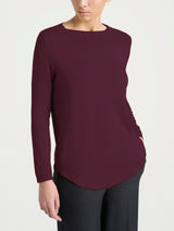 Women's Purple Winter Viscose Stretch Jersey Boat-Neck T-Shirt - Ragno