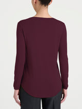 Women's Purple Winter Viscose Stretch Jersey Boat-Neck T-Shirt - Ragno