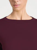 Women's Purple Winter Viscose Stretch Jersey Boat-Neck T-Shirt - Ragno