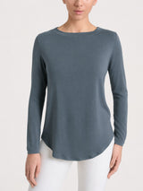 Women's Gray Winter Viscose Stretch Jersey Boat-Neck T-Shirt - Ragno