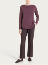 Maglietta con collo a barchetta in Jersey Strech Winter Viscosa Viola Donna - Ragno