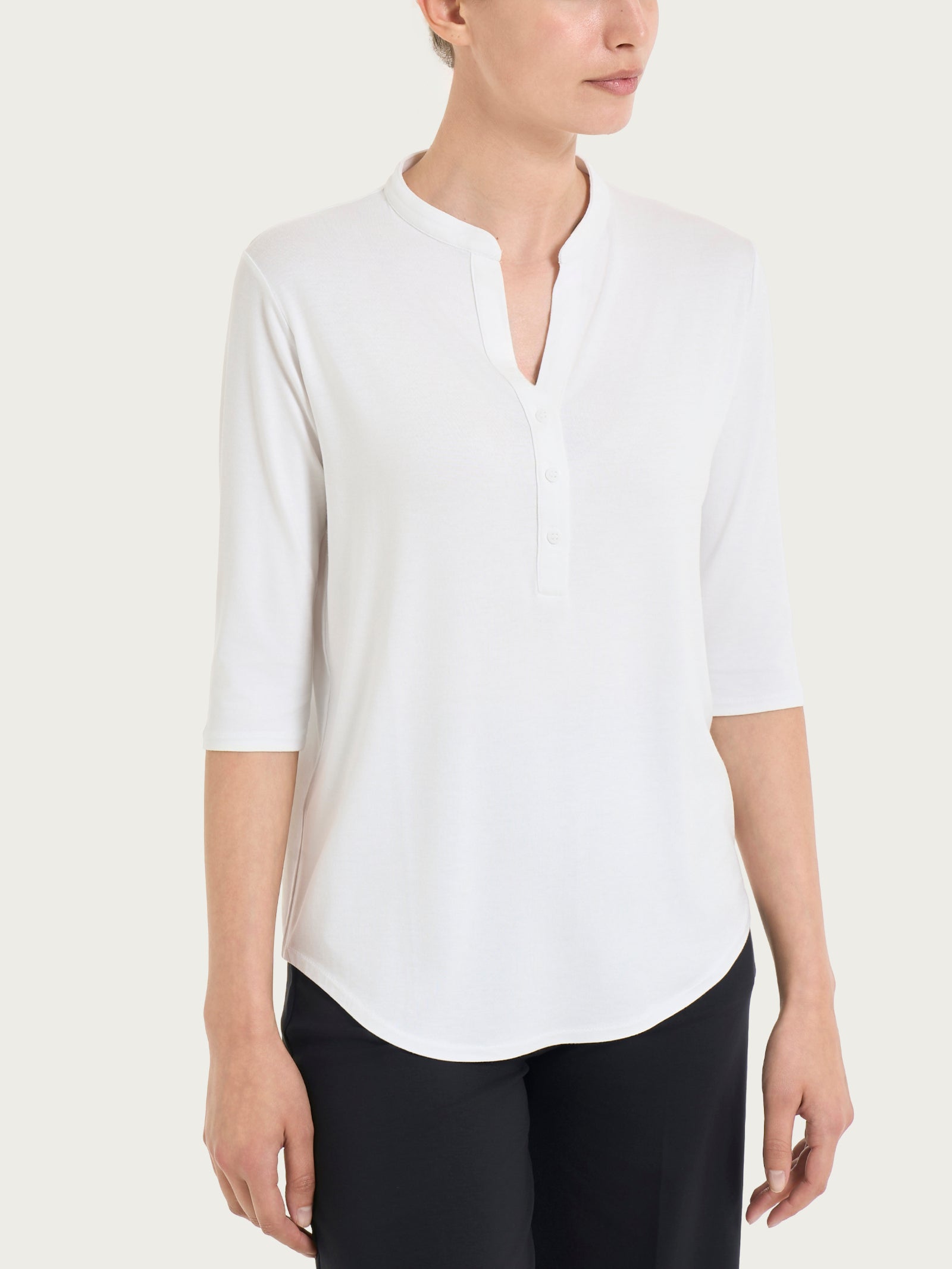 Maglietta Donna A Righe Con Scollo A V E Maniche 3/4 - Casual Morbida E Leggera - 2
