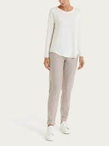 Maglietta girocollo con manica lunga in Eco Viscosa Bianchi Donna - Ragno