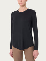 Maglietta girocollo con manica lunga in Jersey Strech Winter Viscosa Neri Donna - Ragno