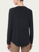 Maglietta girocollo con manica lunga in Jersey Strech Winter Viscosa Neri Donna - Ragno