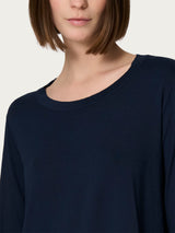 Maglietta girocollo con manica lunga in Eco Viscosa Blu Donna - Ragno