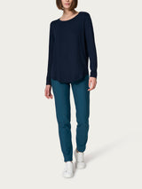 Maglietta girocollo con manica lunga in Eco Viscosa Blu Donna - Ragno