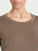 Maglietta girocollo con manica lunga in Eco Viscosa Marroni Donna - Ragno