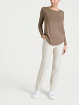 Maglietta girocollo con manica lunga in Eco Viscosa Marroni Donna - Ragno