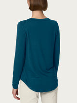 Maglietta girocollo con manica lunga in Eco Viscosa Blu Donna - Ragno