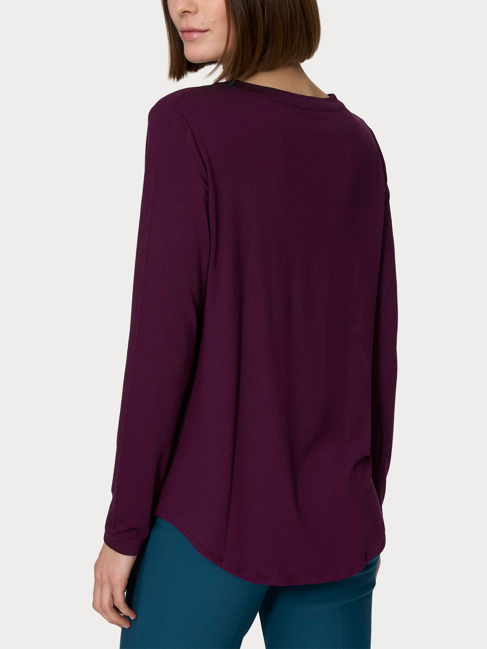 Maglietta girocollo con manica lunga in Eco Viscosa Viola Donna - Ragno
