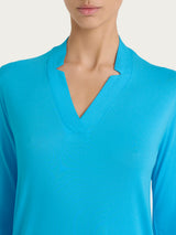 Maglietta con scollo a V in Viscosa Summer Azzurri Donna - Ragno