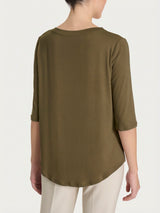 Camiseta de cuello redondo en Viscosa Summer Verde Mujer - Ragno