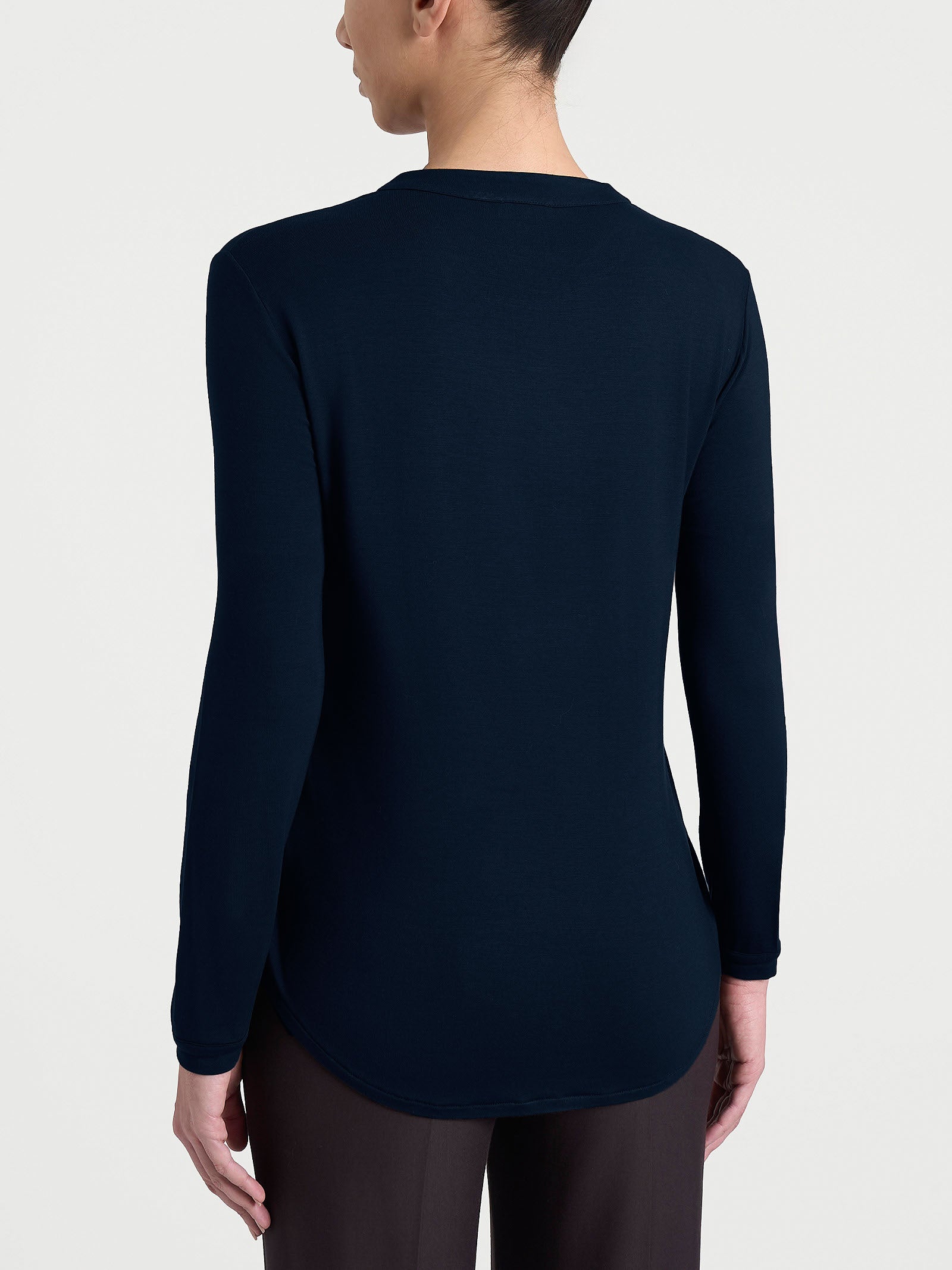 Maglietta a girocollo chiuso in Eco Viscosa Blu Donna - Ragno