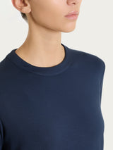 Maglietta a girocollo chiuso in Jersey Strech Winter Viscosa Blu Donna - Ragno