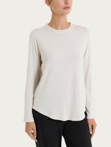 Maglietta a girocollo chiuso in Eco Viscosa Bianchi Donna - Ragno