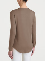 Maglietta a girocollo chiuso in Eco Viscosa Marroni Donna - Ragno