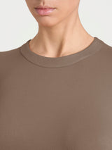 Women's Brown Winter Stretch Viscose Jersey Crew-Neck T-Shirt - Ragno